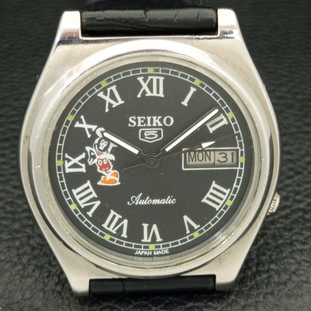 USED VINTAGE SEIKO 5 AUTOMATIC 7019A JAPAN MENS BLACK COLOR DIAL WATCH a433711-2 R118-a433711