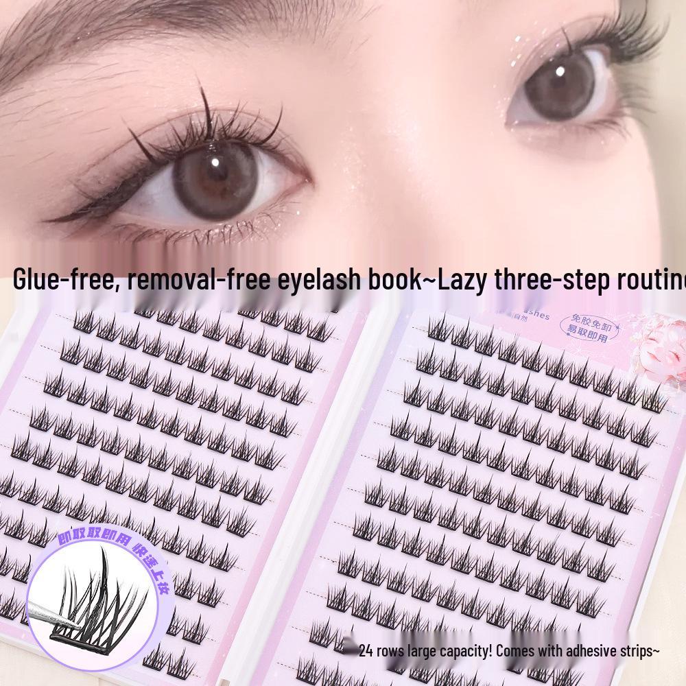 

No-Glue Natural Eyelash Book: 24 Row Manga Collection - Easy Wear, Large Capacity