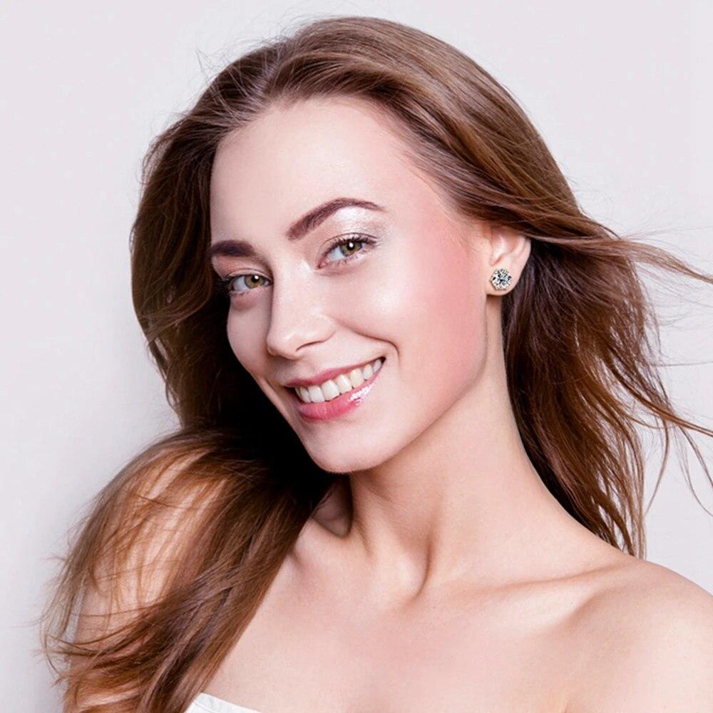 Vergoldete 18K Gold 925 Sterling Silber VVS1 3EX 2CT Runde echte Moissanit Diamant Ohrstecker Edler Schmuck