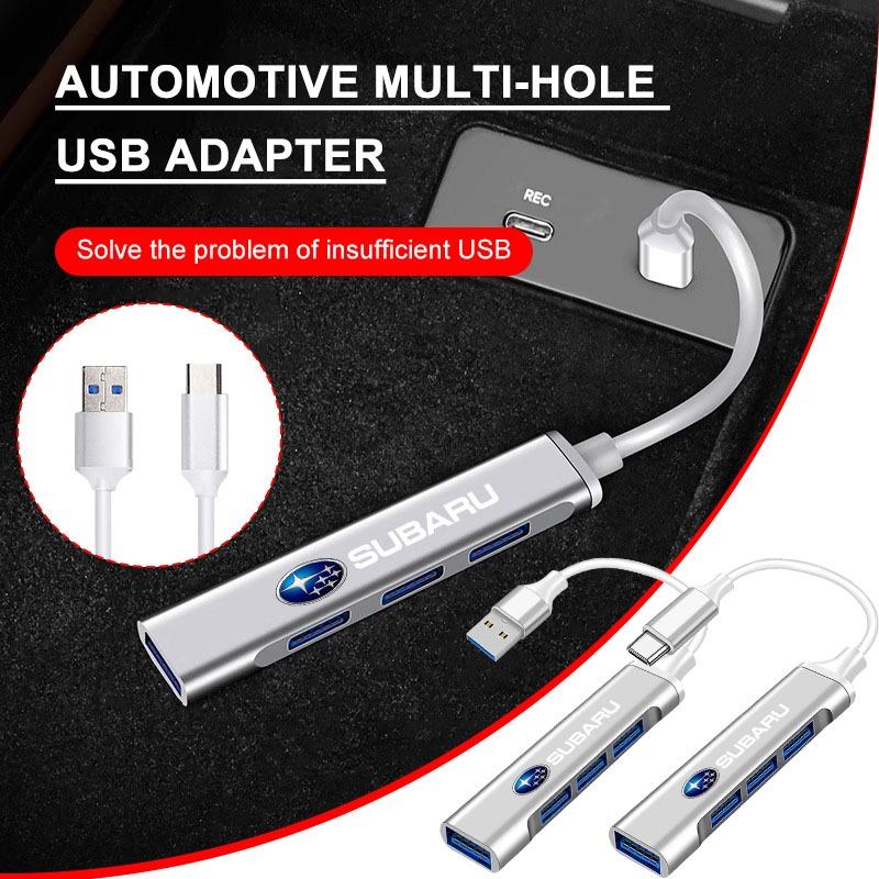 4 Ports USB 3.0 HUB TYPE-C Multi High Data Transmission Car Adapter For Subaru Outback Impreza Forester Levorg XV STI Ascent Legacy