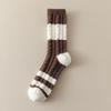Plush socks women's autumn and winter Maillard color warm plush thickened plush striped medium tube socks home sleeping socks