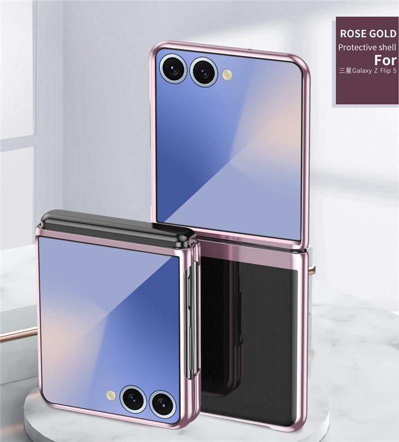 Electroplated Hard PC Folding Case For Samsung Galaxy Z FLIP 8 7 FE 6 5 4 3 Flip8 5G Plating Bumper Clear Cover