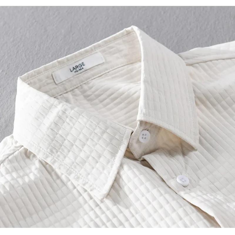 Spring Autumn Long Sleeve Shirt Men Daily Casual Men Shirts Turn-down Collar Solid Color Shirts with Pocket Simple Style Men Tops