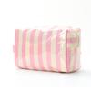 Trendy Pink Stripe Makeup Bag Large Capacity for Lipsticks in Travel Handbag Scenario