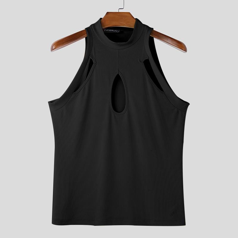 

INCERUN Мужские топы без рукавов с вырезом, однотонные, повседневные, тонкие футболки L