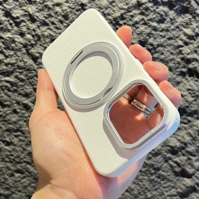 Applicable To IPhone 16 Magnetic Suction Mobile Phone Case Rotating Bracket Large Hole Apple 15 Metal Lens Anti-fall Protection Case 14