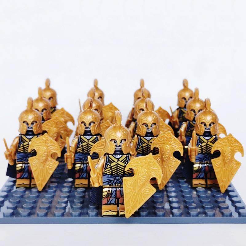 13 Pcs Demon World Noldor Elf Soldier Minifigures, Building Blocks Army Set with Spear Crossbow Axe, Educational Bricks Kid Toys