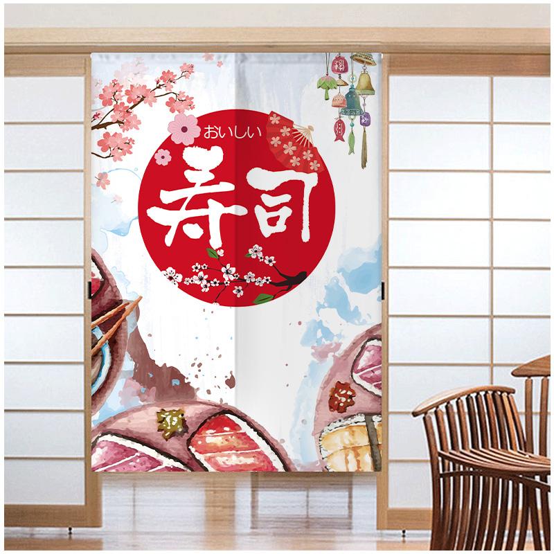 Japanese Sushi Door Curtain Partition Kitchen Doorway Decorative Drapes Cafe Restaurant Entrance Noren Half-Curtain