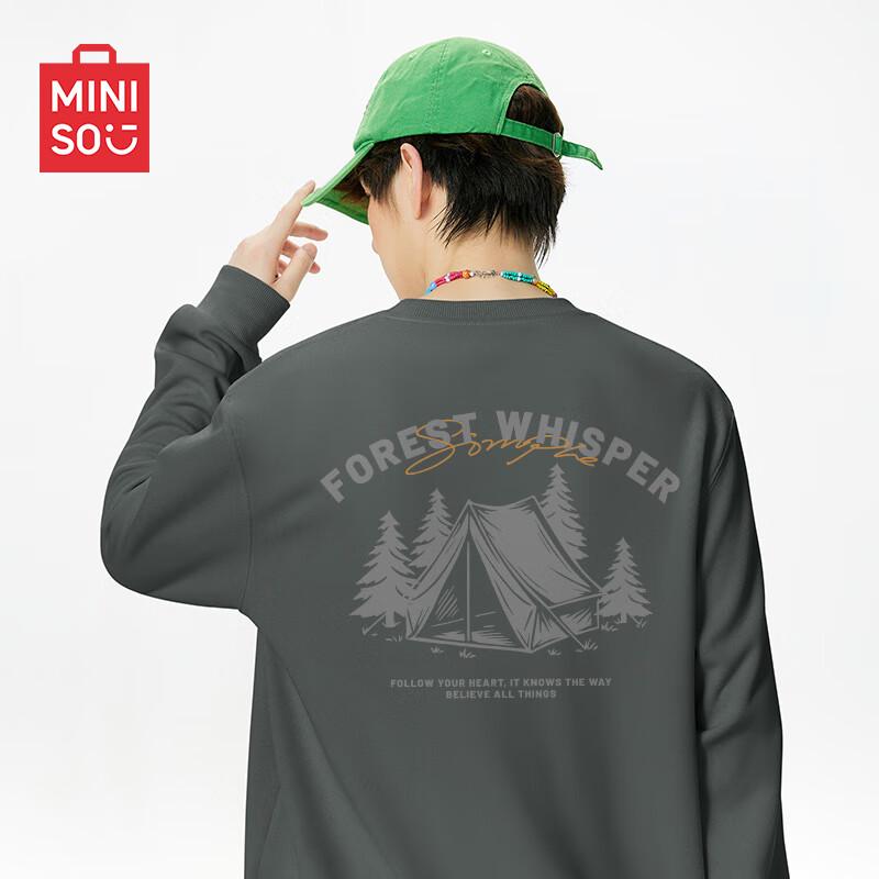 

MINISO Men s Casual Crewneck Pullover Sweatshirt 2XL