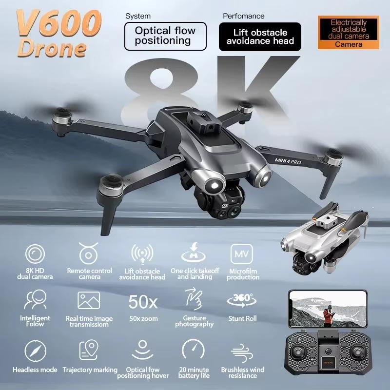New Original V600 RC Drone Professional HD ESC Dual Cameras Optical Flow Long Battery Life WIFI FPV Obstacle Avoidance  Quadcopter Toy Gift