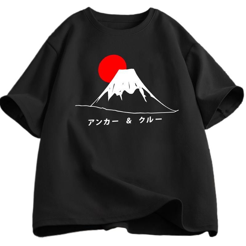 Mount Fuji Sun Set T-shirt Men Women Japanese Short Sleeve T-shirt High Quality Shirt Short-Sl