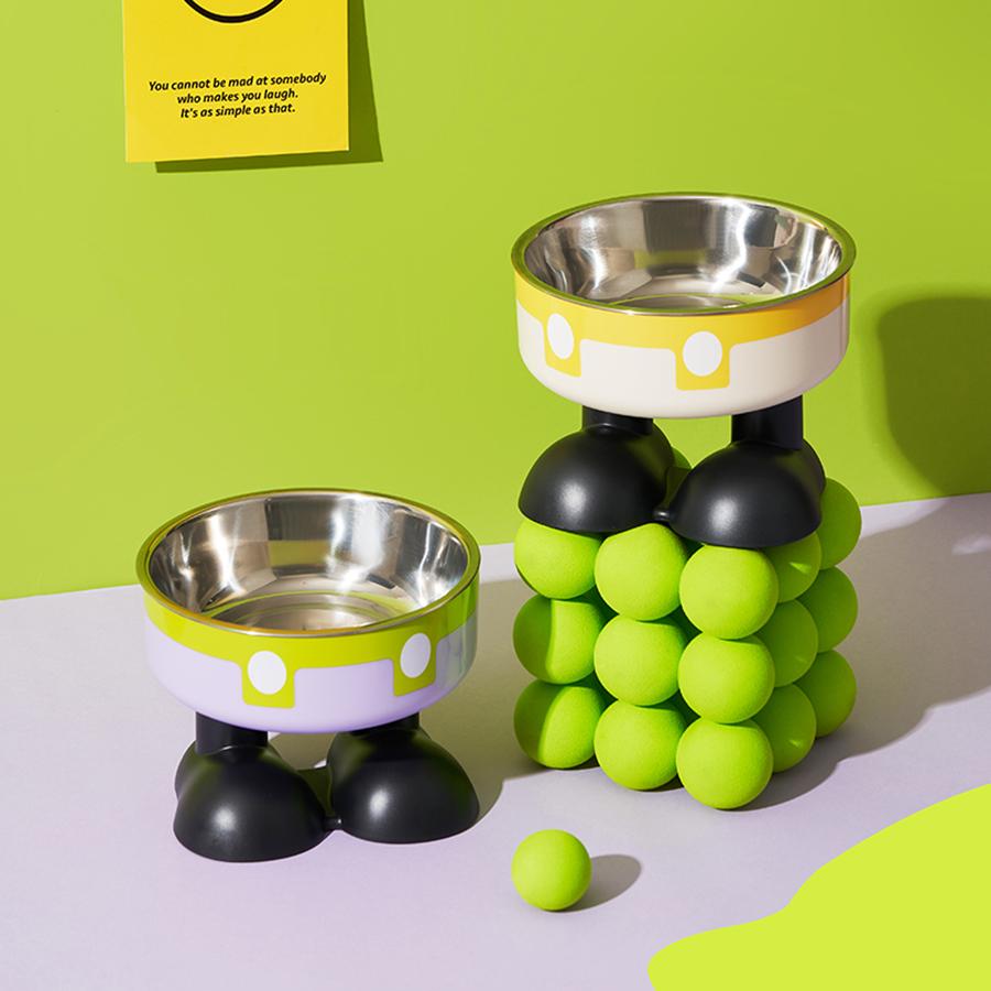 Haustier Edelstahlnapf rutschfest große Kapazität Hundenapf Katze hochfüßiger Napf Nackenschutz Haustiernahrungsschale Anti-Kipp Katzenfutter Napf