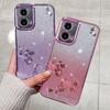 Funda de teléfono para Motorola Edge 50 Fusion 5G, protección contra golpes, transparente, con diseño de flores rosas y diamantes brillantes