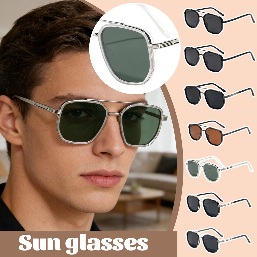 Heren Semi-metalen Oversized Vierkante Zonnebril TR90 Gepolariseerd Mode Retro Bril