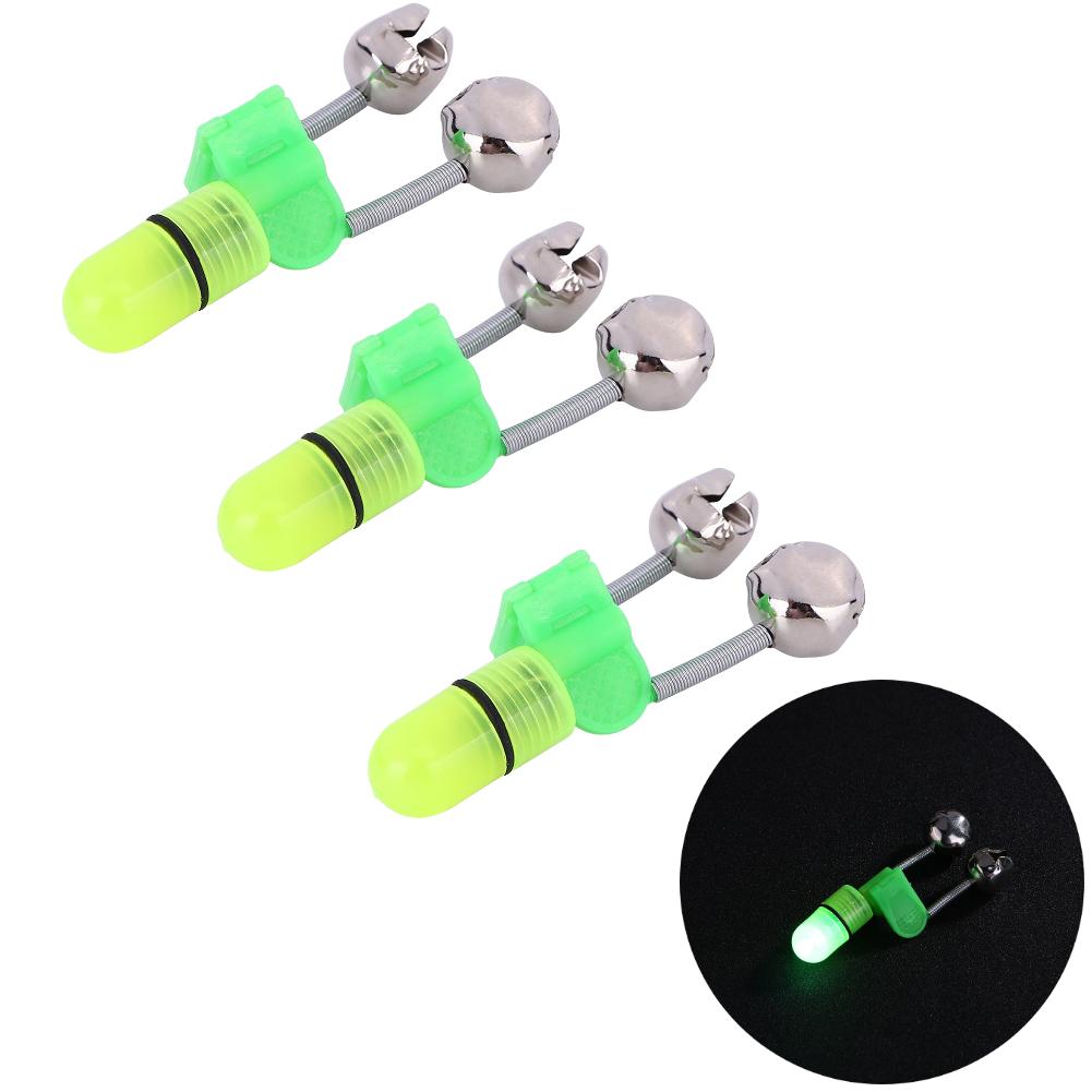 1-10pcs Night Fishing Rod Bite Bait Alarm Light with Twin Bells Ring Fishing Bite Alarm Indicator Carp Fishing Accessories