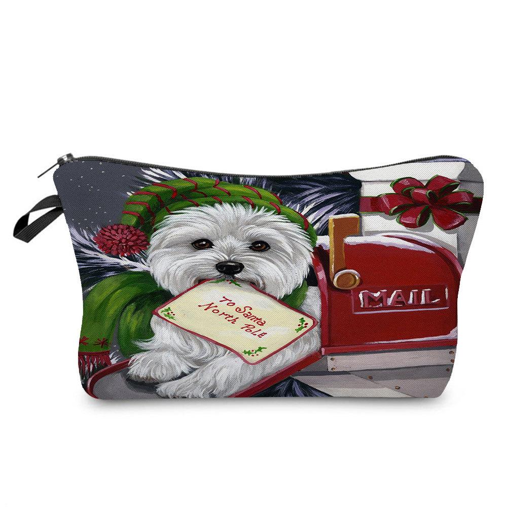 Women Dog Print Cosmetic Bag Toiletries Organize Travel Storage Case 6774