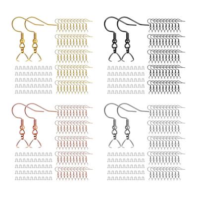 100 Pièces Attaches pour Boucles d'Oreilles Boucle Fil Crochets de Pêche Connecteurs pour Pendentifs Fermoirs à Pince Bouchons d'Oreilles pour Fabrication de Bijoux DIY Loisirs Créatifs