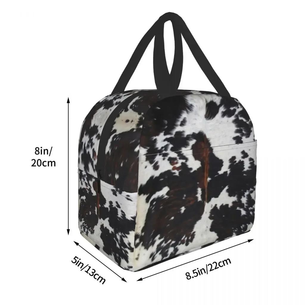 Animal Cowhide Texture Cow Print Lunch Bag for School Office Picnic Leakproof Insulated Cooler Thermal Lunch Box Women Children