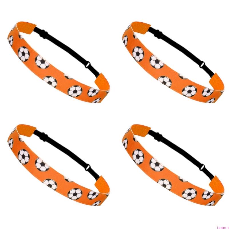 4PCS Football Themed Headbands Elastic Workout Sweat Headbands For Men Women Fitness Running Soccer Festival Celebration