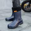 Herren Regenstiefel Langer Schaft Wasserschuhe Rutschfest Wasserdicht Sicherheitsarbeitsschuhe Plateau Kniehoch Regenstiefel Galoschen Anglerschuhe