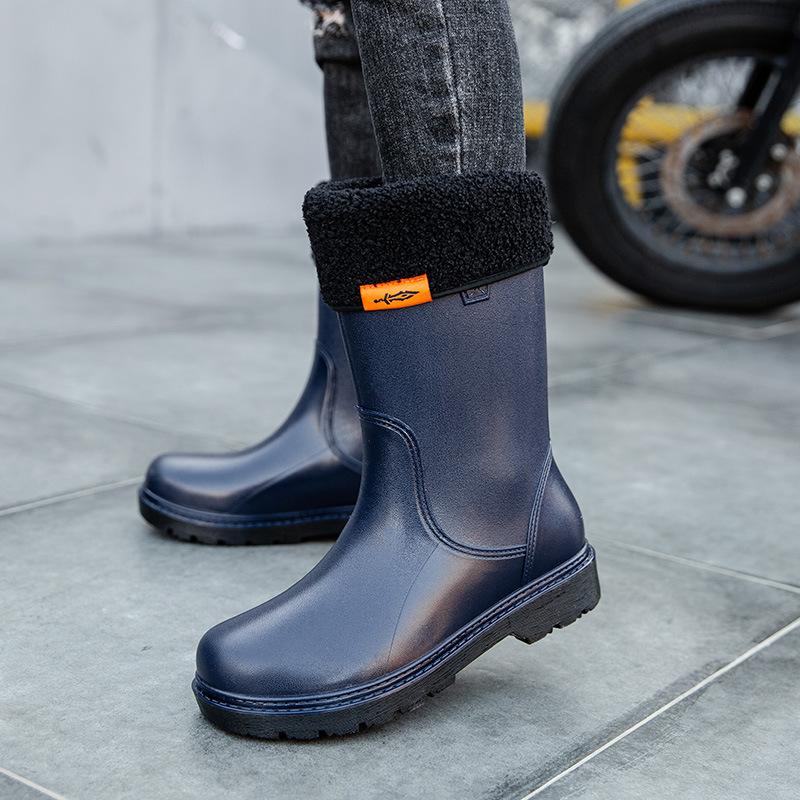 Herren Regenstiefel Langer Schaft Wasserschuhe Rutschfest Wasserdicht Sicherheitsarbeitsschuhe Plateau Kniehoch Regenstiefel Galoschen Anglerschuhe