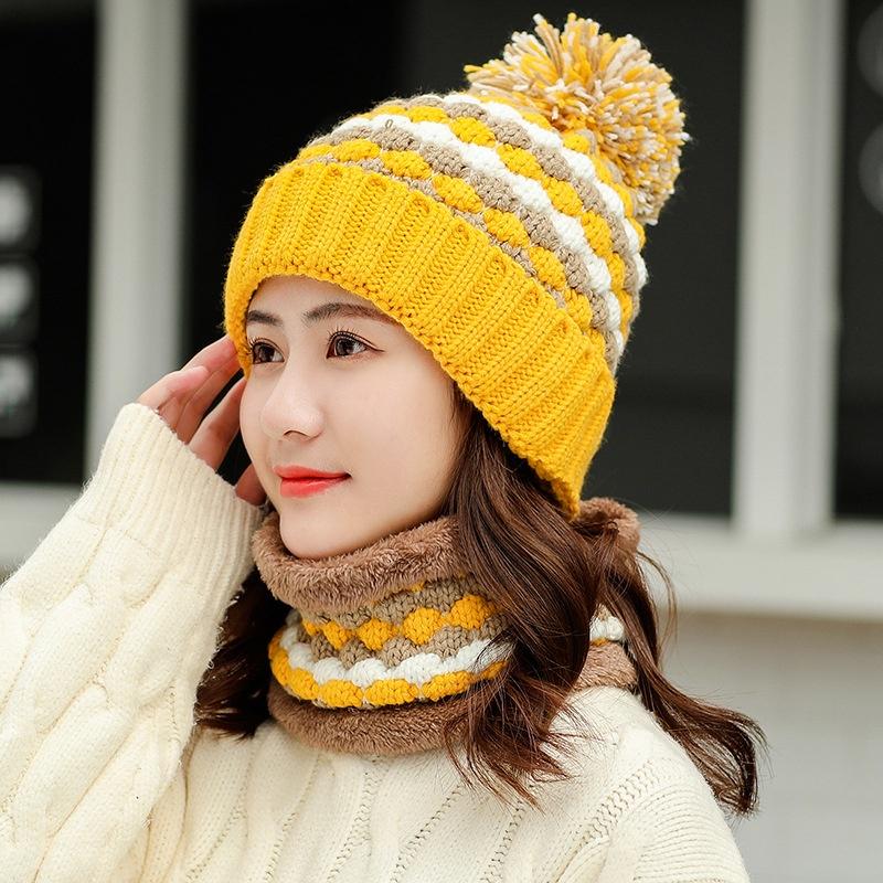 Wintermode Baumwolle Strickmütze & Schal Charme Frauen Weiche Kappen Outdoor Sport Hüte