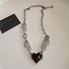 Cross Heart Red Stone Hand Bone Pendants Choker Chain Necklace Ins Punk Goth Charm Korean Men Women Y2K EMO Accessories Jewelry