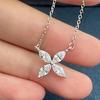 D Color 4 Stones 3*6mm 1.2 Carat Horse Eye Cutting Full Moissanite Necklace For Women S925 Sterling Silver Jewelry