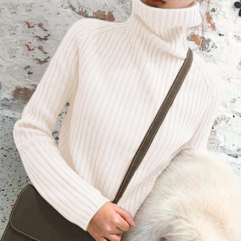 Turtleneck Sweater Women's Thickened Bottoming Sweater Autumn and Winter New Women's Long-sleeved Knitted Sweater Slim-fitting Foreign-style Bottoming