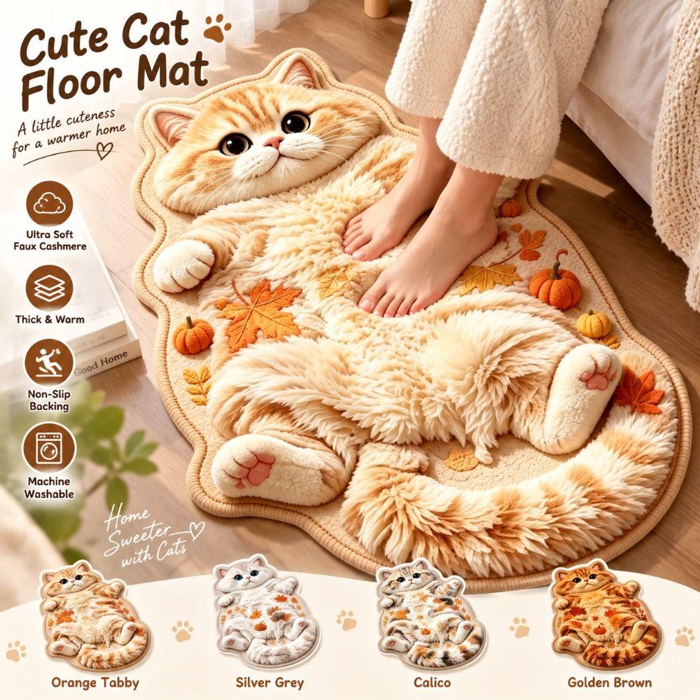 Anti-fouling Cat-Shaped Area Rug Non-Slip Cartoon Carpet Cute Home Decor Carpet  Living Rooms