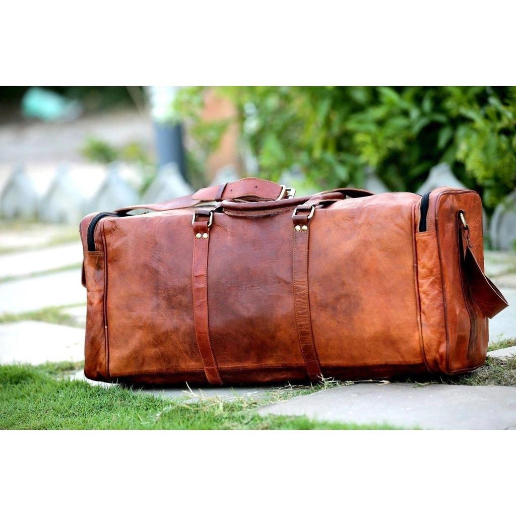 Große Vintage-Reisetasche für Herren aus echtem Leder, Reise-, Fitnessstudio- und Wochenend-Übernachtungstasche