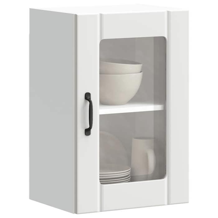 VidaXL Kitchen Wall Cabinet with Glass Door Lucca White, Kitchen Wall Unit, Wall Cabinets with Doors, 853767