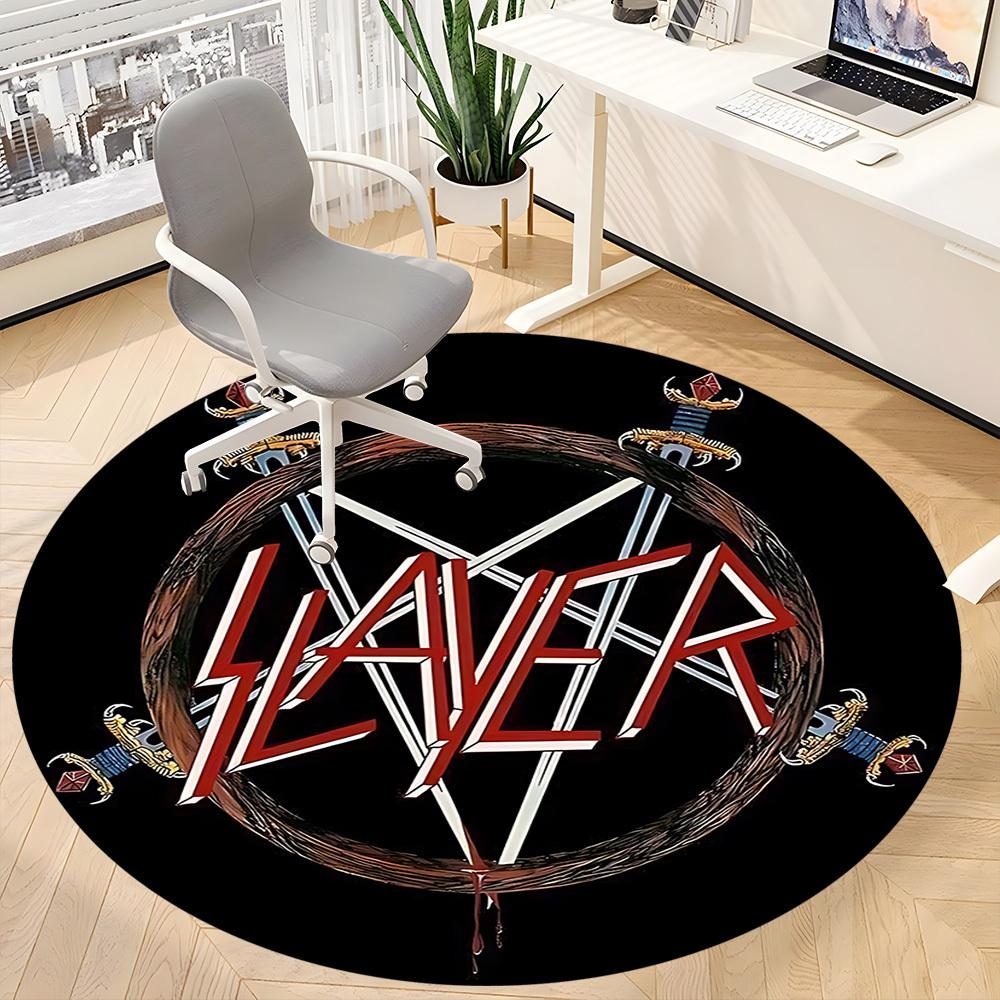 1 szt. Dywanik Okrągły Muzyka Slayer Biuro Mata Wewnętrzna Odpowiednia do Biura, Pod Krzesła Biurowe Sypialnia Salon Dekoracja Domu DT1212099