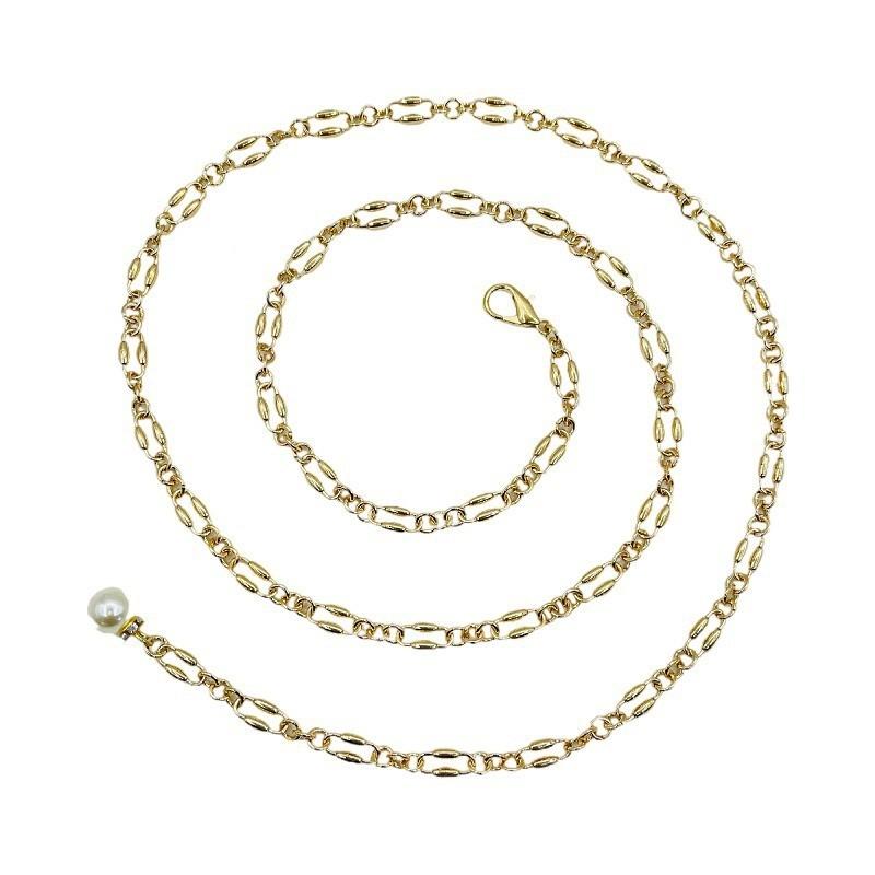 Womens Minimalist Metal Chain Waist Belt With Single Loop For Casual Dresses And Shirts