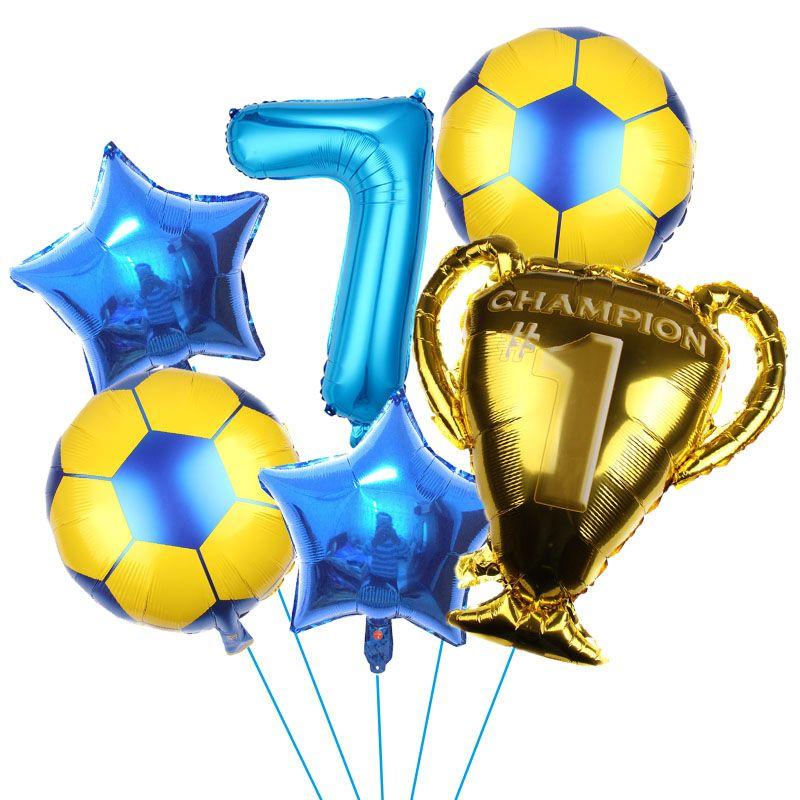 32-inch Digital Football 6-piece Aluminum Film Balloons Set - Birthday Party Gift - World Cup Football Balloons