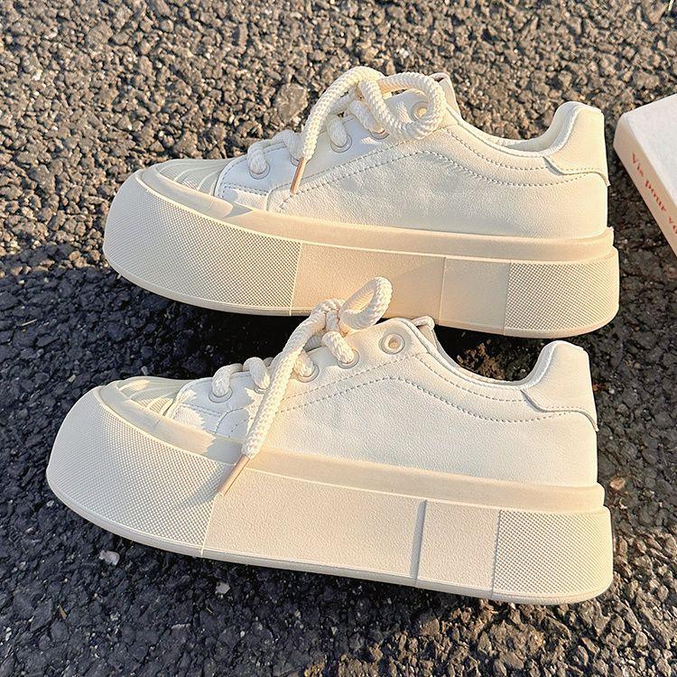 Shell Head Board Shoes Women's Platform Heightening White Shoes Spring New Shoes Versatile Niche Trendy Casual Women's Shoes