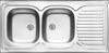 Steel Double Bowl Sink with Drainer - Top-Mount Satin Steel Ze6 0210