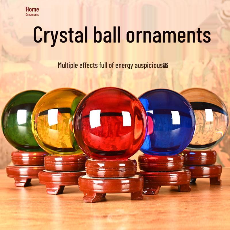 

Pink Crystal Ball with Citrine and Amethyst Rock, Blue-Green Glass Home Decoration Ornaments