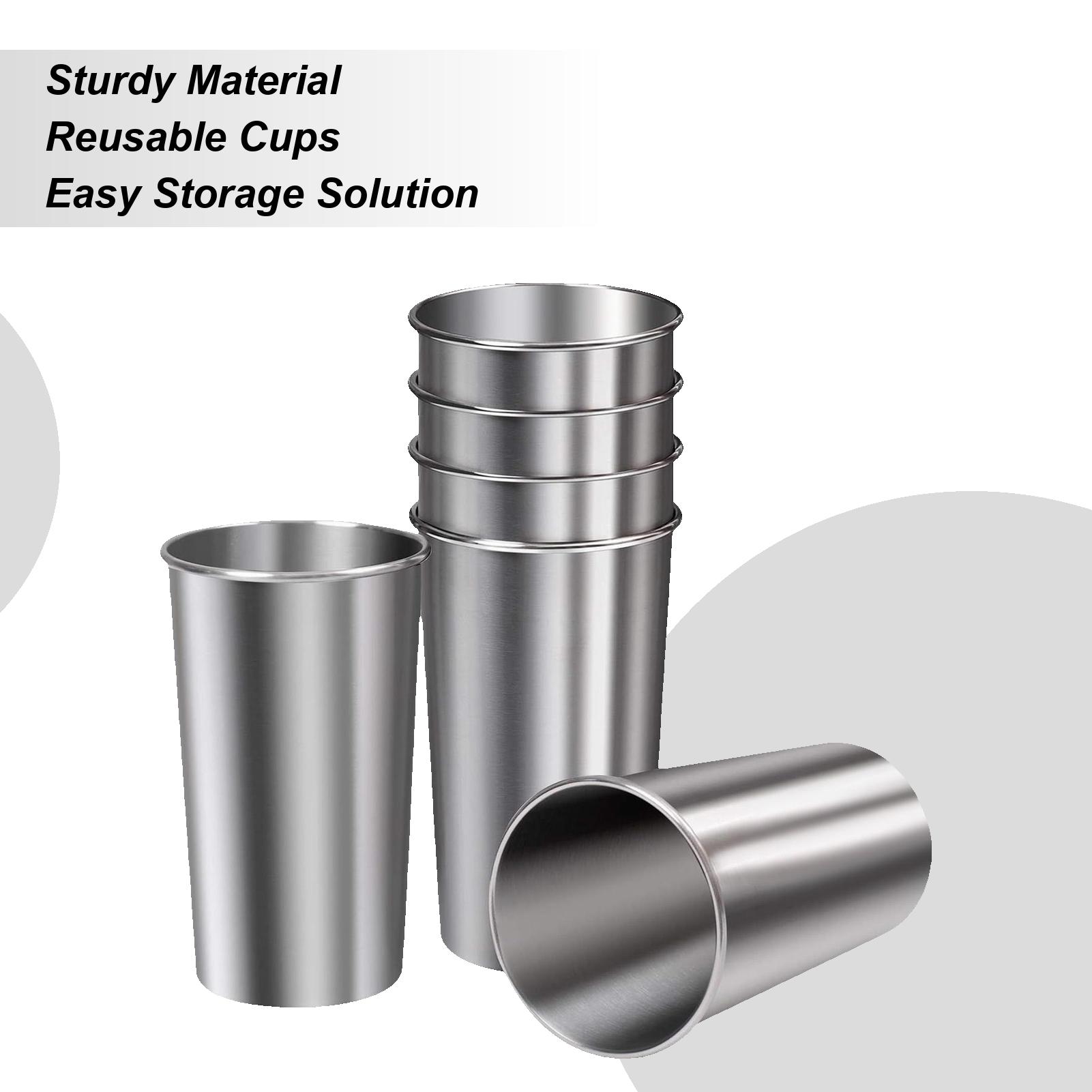 

Kids Stainless Steel Cup 6 Pieces Water Cups Unbreakable Stackable Tumbler 600ml Drinking Glasses For Kids Adults Hydration 600 ml