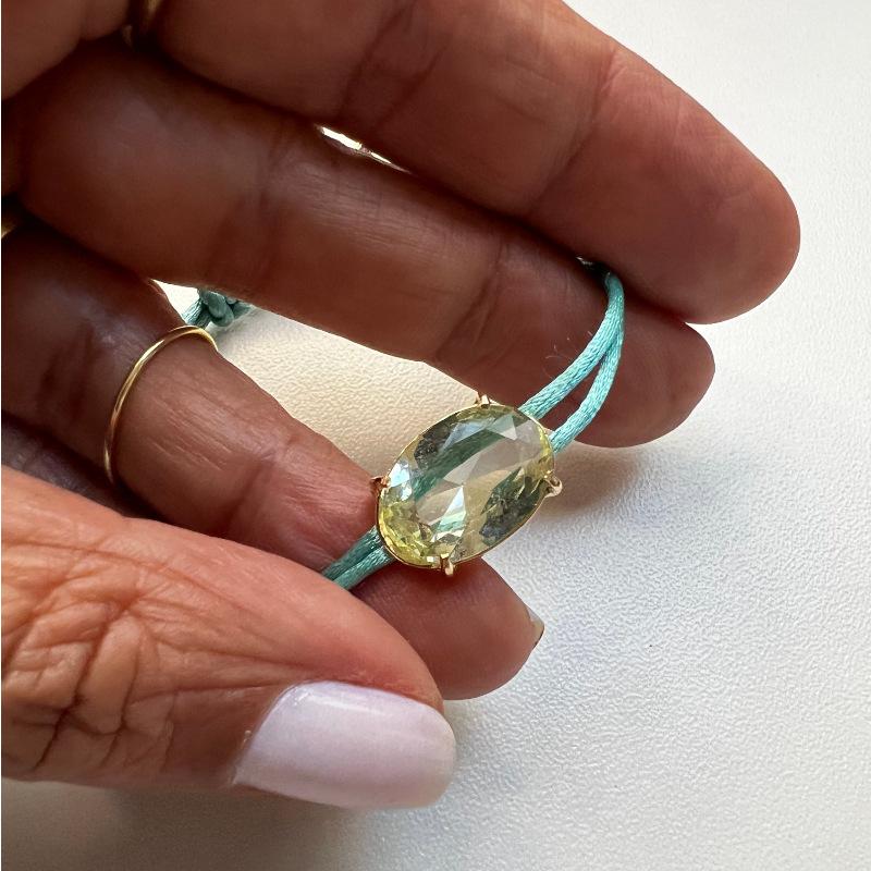 Personalized Bracelet Fashion Color Zircon Pendant Color Woven Rope Bracelet Electroplated Gold Color Retention