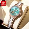 OLEVS Automatic Mechanical Woman Watch Hollowed Flower Design Ceramic Strap Diamond Bezel Luminous Waterproof Watches for Women