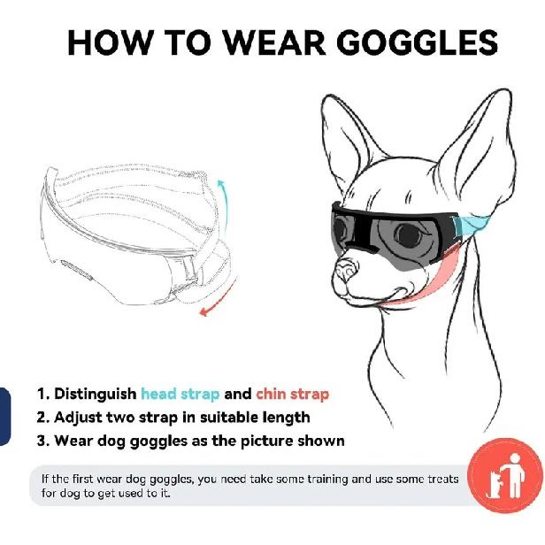 Hundebrille für kleinen Hund Hündchen-Brille mit verstellbaren Riemen Anti-UV Hunde-Sonnenbrille Winddichter Augenschutz