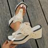 Large Toe Wedge Sandals, Summer New Style, Thick Heel, Metal Buckle Slippers, Beach Sandals