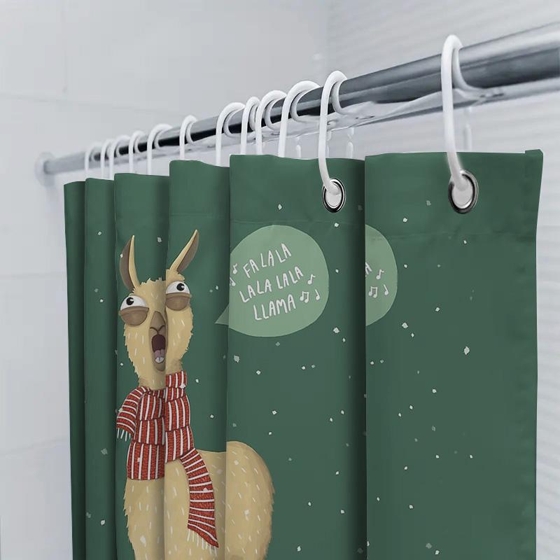 Cute Llama Shower Curtain Farmhouse Animal Pattern Bathroom Decor Rustic Home Decor Modern Style Waterproof Fabric Shower Curtai