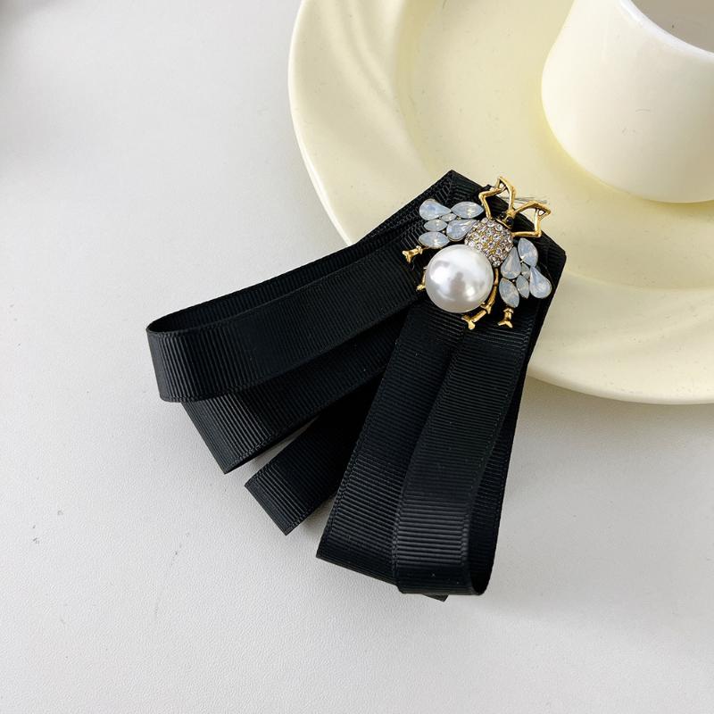 Элегантная брошь-бант из ленты Изысканная черная брошь-корсет Траурная брошь Заколки для воротника рубашки Аксессуары для выреза чёрный