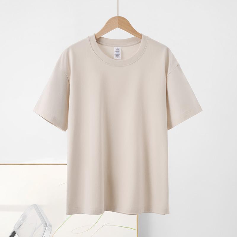 New Loose Pure Cotton Short-sleeved T-shirt Regular Shoulder Round Neck Tops Solid Color Versatile Short-sleeved Bottoming Shirt