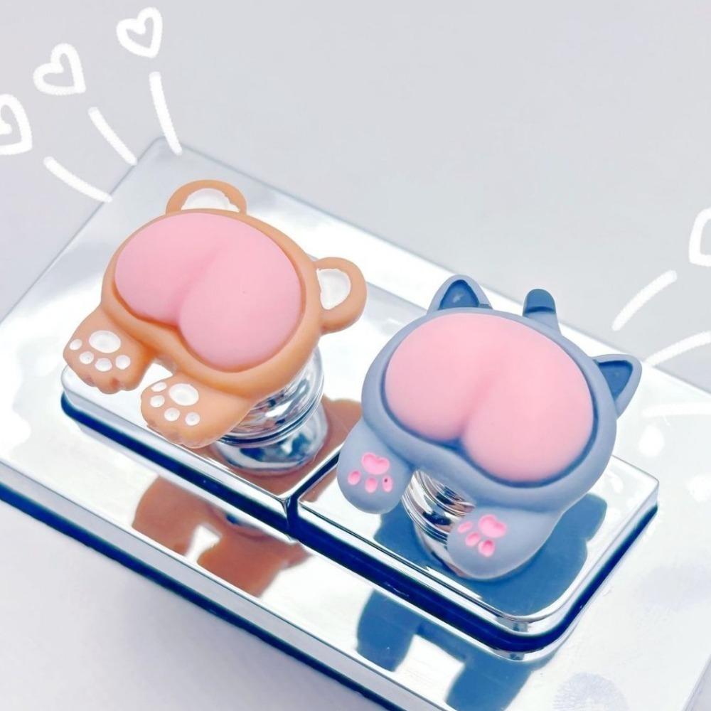 Animal Butt Toilet Press Nail Protector Water Tank Buttons Creative Toilet Button  Bathroom