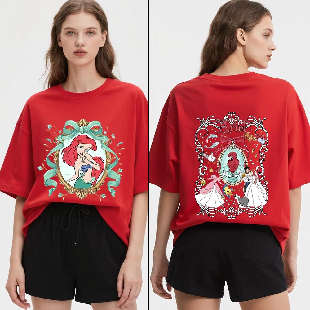 Little Mermaid Ariel Print Women Tshirt Cotton Comfortable Travel Holiday Tee Casual Streetwear Soft Summer Top