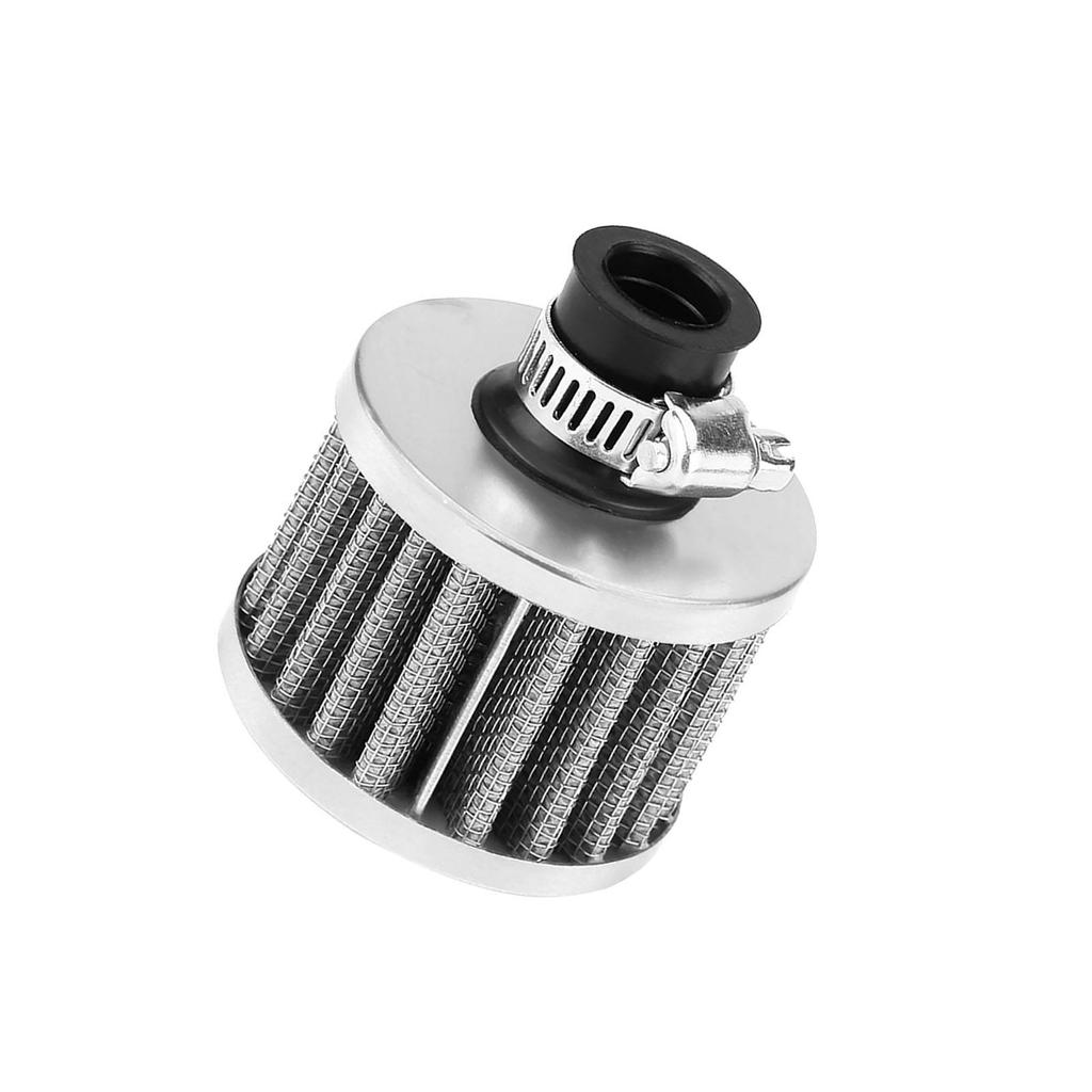 Universal 12mm Car Cold Air Intake Filter Kit Crankcase Vent Cover Breather Silver