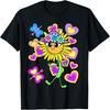 Sommer Hippie Sonnenblume Retro 80er 90er Kinder Blumen T-Shirt